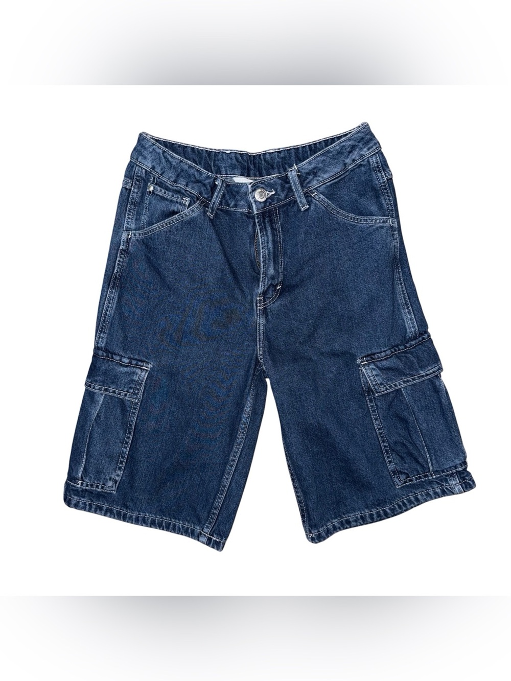 H&M Dark Wash Denim Cargo Shorts 10” Inseam
